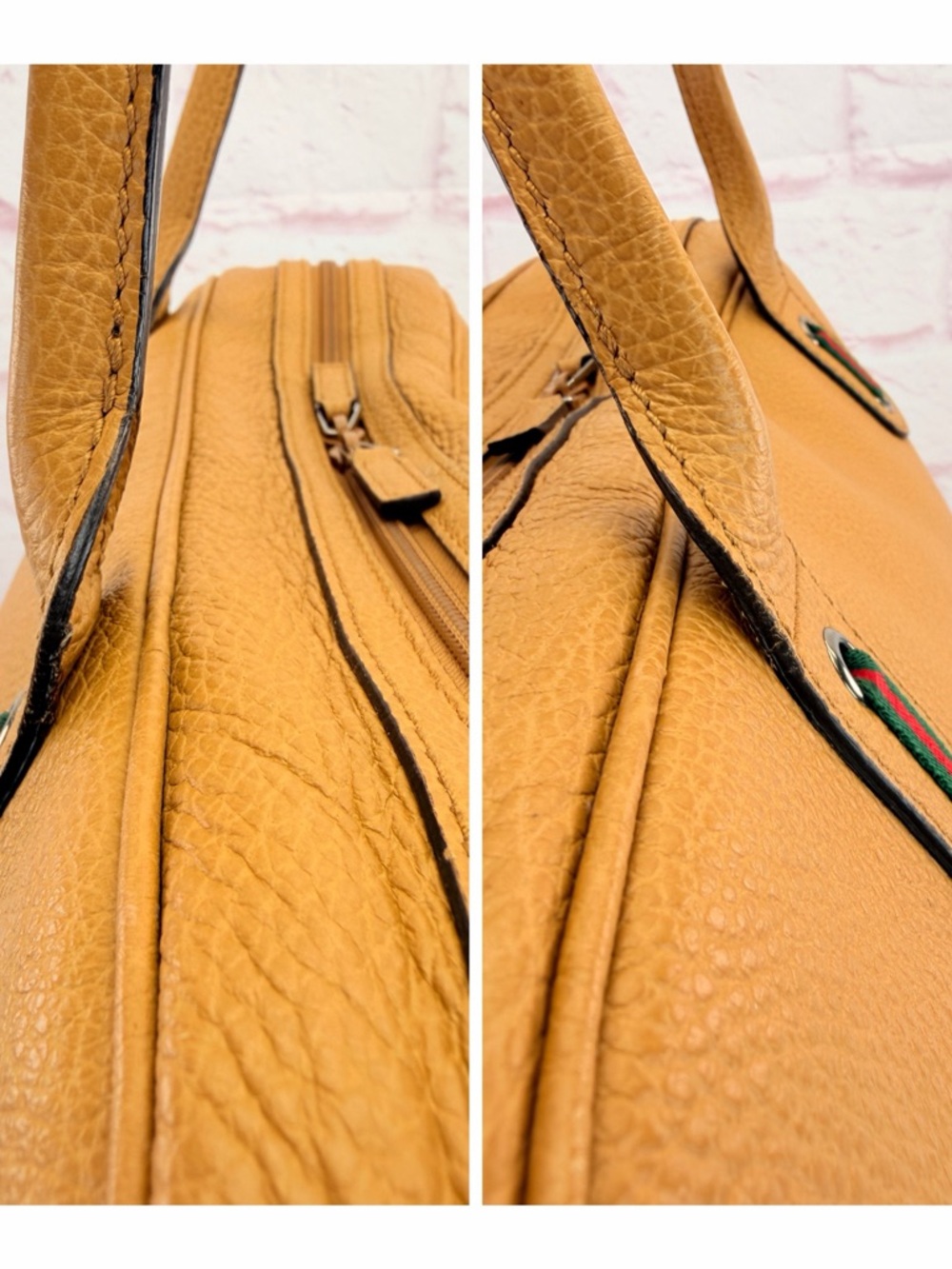 Gucci Princy Web Large Tan Leather Tote Bag Rare - Picture 11 of 16